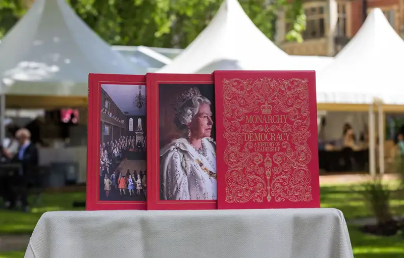 Copies of Monarchy & Democracy on table at launch