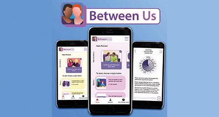mobile phones displaying the Between Us relationship app